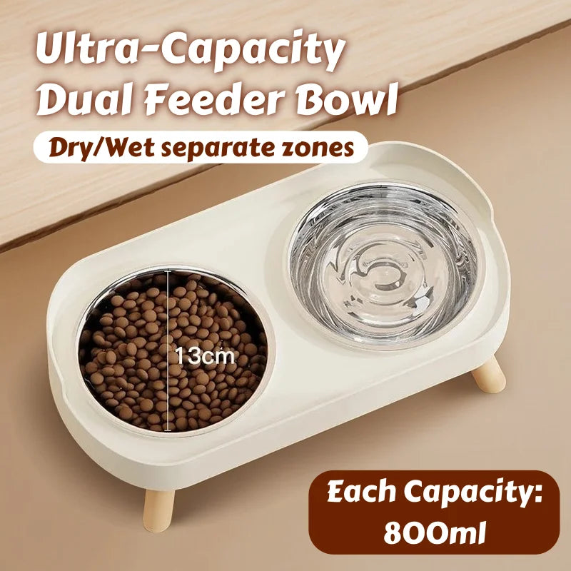 Dopamine Colorful Elevated Pet Feeder: Dual Stainless Steel Bowls