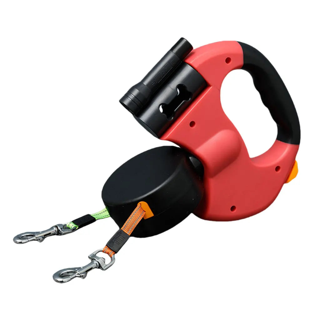 Double Headed Dog Leash Traction Rope with LED Light Dog Walking Leash