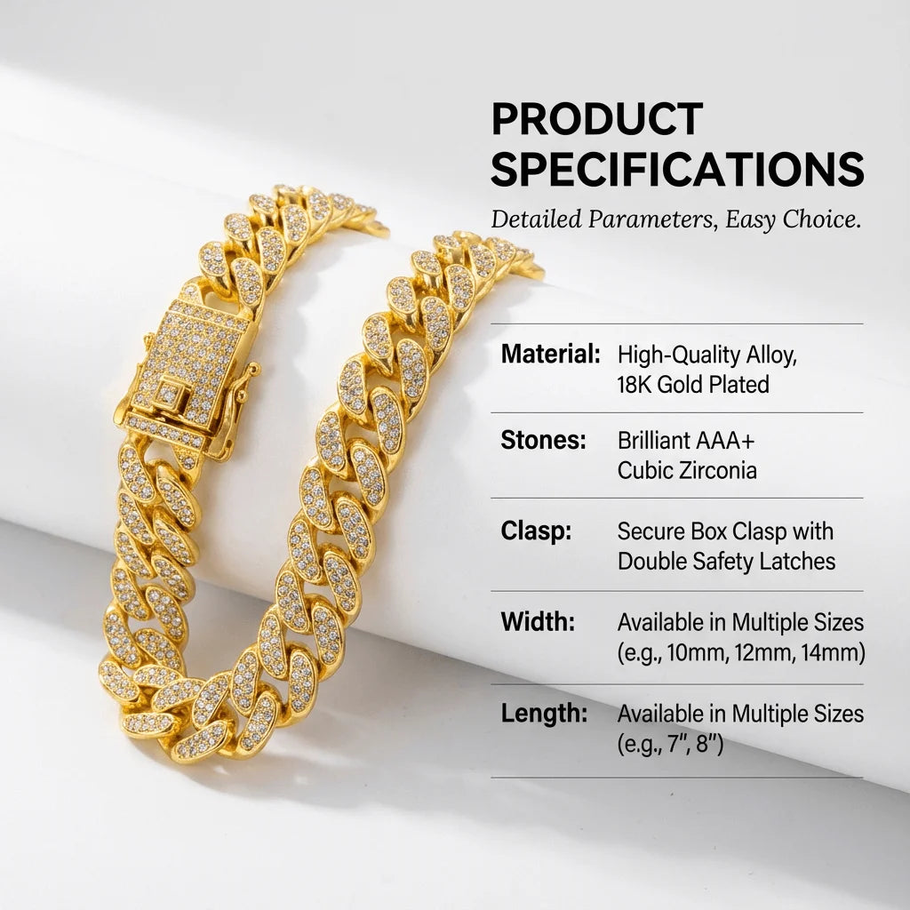 Luxury Hip Hop Dog Collar, Gold Tone Stainless Steel Chain,