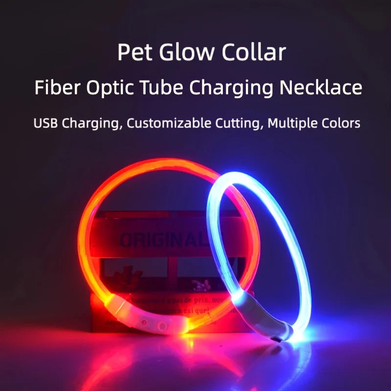 New LED Dog Collar Rechargeable，3 Mode Adjustable Glowing Dog Collar