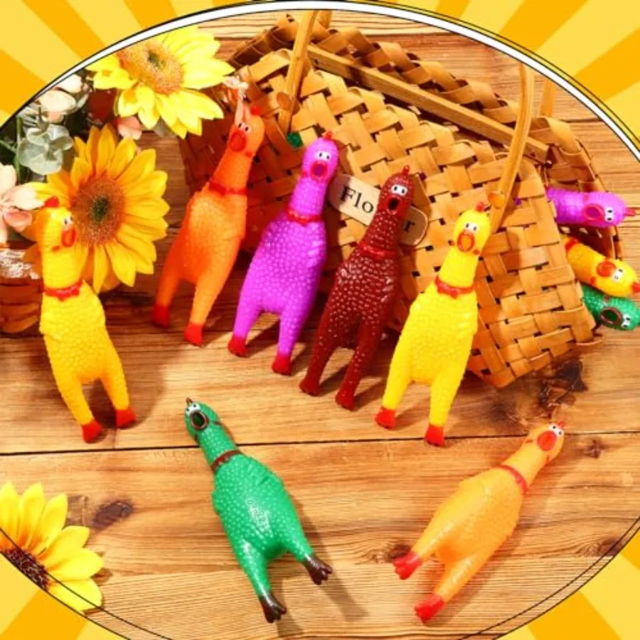 50 Pcs Rubber Chickens Squeak Screaming Chicken Novelty Bulk Dog Toys