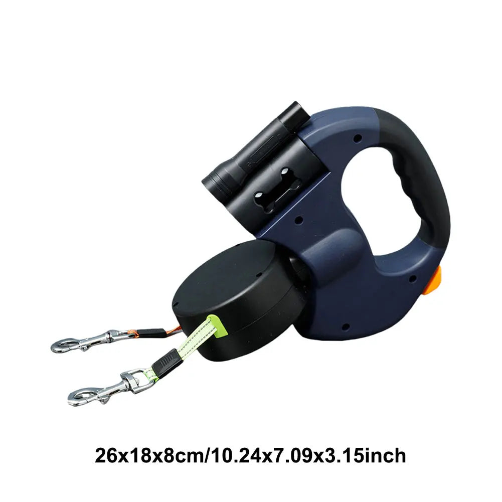 Double Headed Dog Leash Traction Rope with LED Light Dog Walking Leash