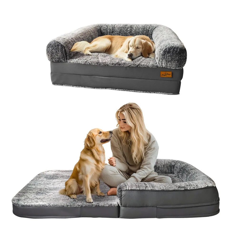 Foldable Human Dog Bed for Adult 2 in 1 Calming Large Dog Bed Washable.